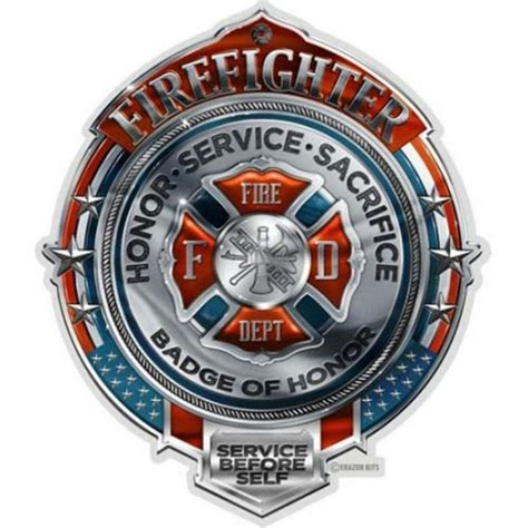 Firefighter Fire Honor Service Sacrifice Chrome Badge 2in Reflective Decal