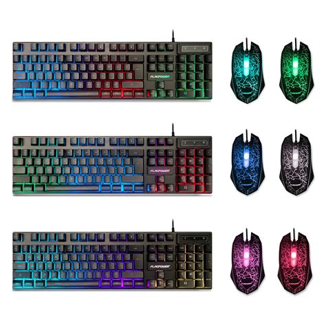 Upgrade Version Flagpower Led Backlit Wired Gaming Keyboard And Mouse