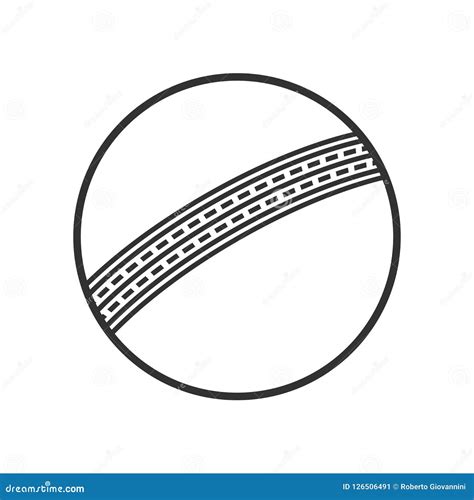 Cricket Ball Outline Flat Icon On White Stock Vector Illustration Of
