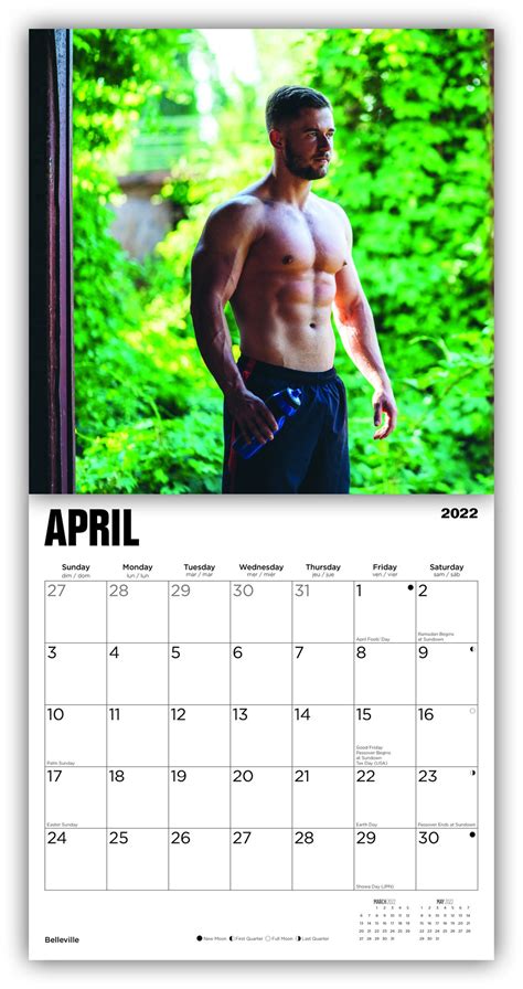 2022 Hot Guys Wall Calendar Belleville Press By Bright Day 12 Etsy