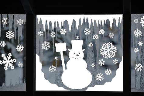 Snowman Window Decal Clings Reusable Snowman Window Clings Winter