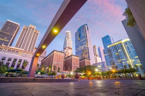 Premium Photo Beautiful Sunset Of Los Angeles Downtown Skyline In Ca Usa