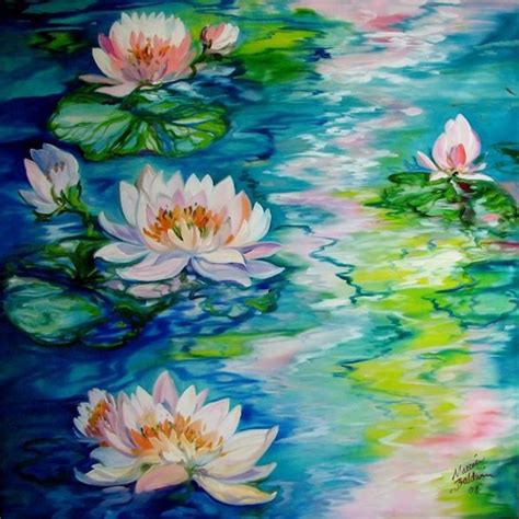 The Shadow Of Your Smile ~ Iris Abstract Water Lilies Painting