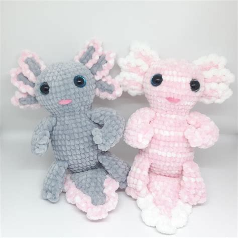 Pink Axolotl Plush Crochet Axolotl Toy Cute Axolotl Plush Etsy