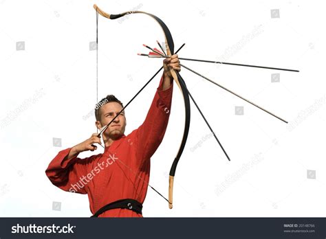 Low Angle View Of An Archer Pointing Upwards Stock Photo 20148766