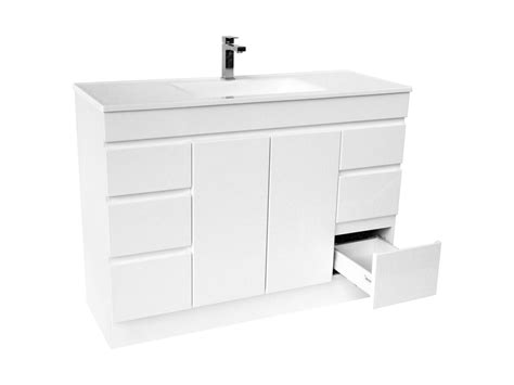 Espire 1215mm Vanity Unit With Kick Single Bowl 2 Door 6 Drawers Wave Top White From Reece