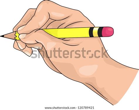 Illustration Hand Holding Pencil Writing Drawing Stock Vector Royalty