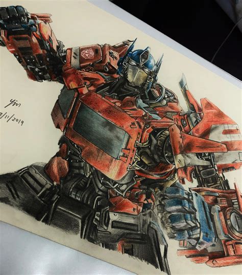 Drawing Print Of Optimus Prime From Transformers Age