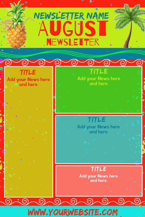 August Tropical Newsletter Template Postermywall