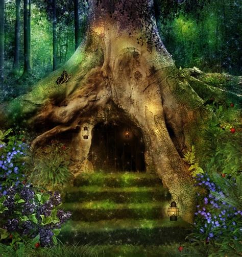 Magical Treehouse Fairy Forest Wall Mural Wallpaper