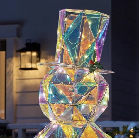 Christmas Sparkle Angular Iridescent Snowman In White The Home Depot