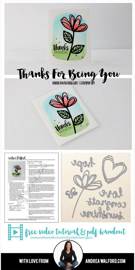 Stampin Up Video Tutorial Thanks For Being You Card Andrea Walford
