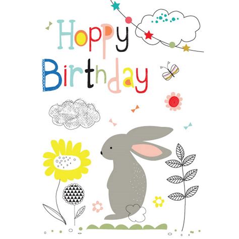 Hoppy Birthday Card Rabbit With Sunflower Just4rabbits