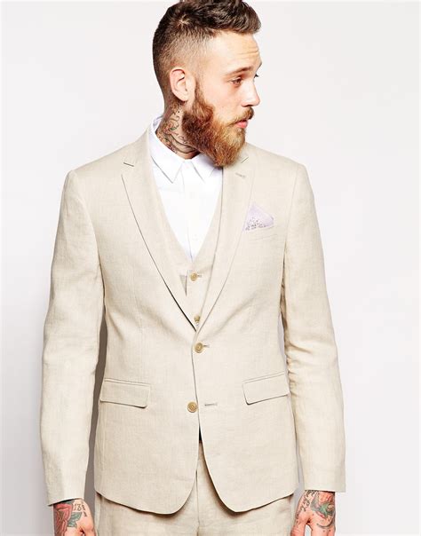 Not only is it flattering on all skin tones, but this pastel hue can easily be paired with. Lyst - Asos Slim Fit Suit Jacket In 100% Linen in Natural ...