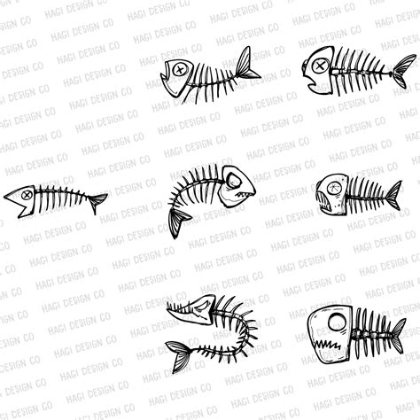 Skeleton Fish Cliparts, Drawing, Black and White, Sketch Fish Bones