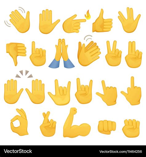 Set Of Hands Icons And Symbols Emoji Hand Icons Vector Image