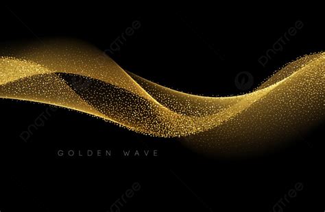 Abstract Shiny Color Gold Wave Design Element With Glitter Effect On
