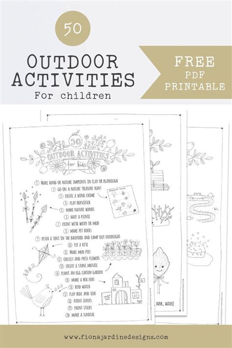 50 Outdoor Activities For Children Free Printable Activities For