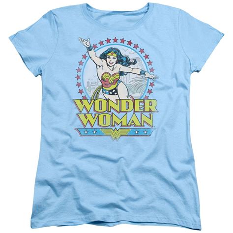 Wonder Woman Womens Shirt Stars Light Blue T Shirt T Shirts For Women
