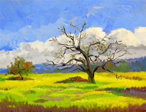 Daily Painting By Artist Dominique Amendola Mustard Fields In Spring