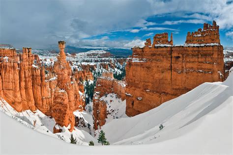 Winter Landscape With Thors Hammer In Bryce Canyon National Park Utah