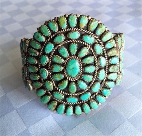 Lmb Begay Navajo Bracelet Cuff Turquoise Sterling Silver Petit Point