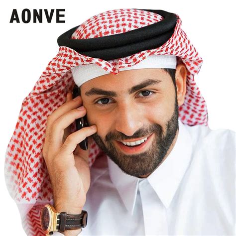 aonve saudi arabia classic red plaid turban square headscarf for muslim men brief head scarf