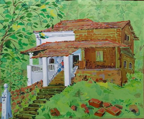 Buy Traditional Goan House Handmade Painting By Sudhir Parkhi Codeart