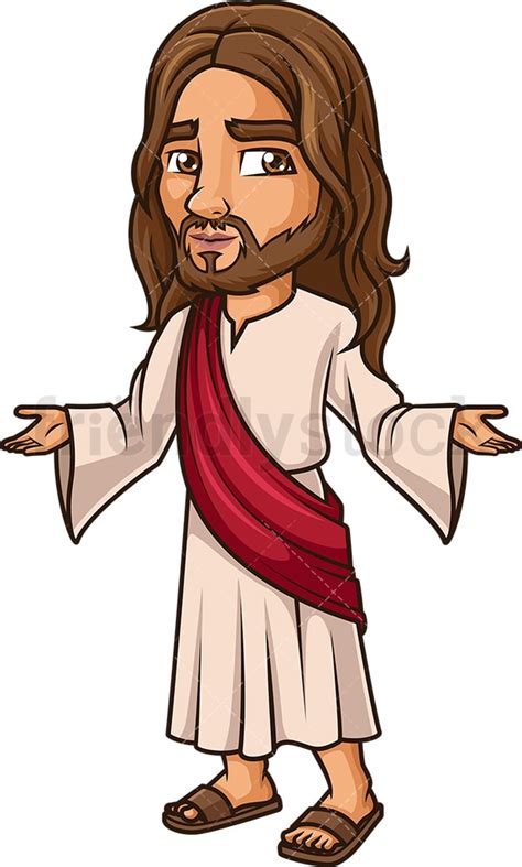 Jesus Christ With Arms Wide Open Cartoon Clipart Vector Friendlystock