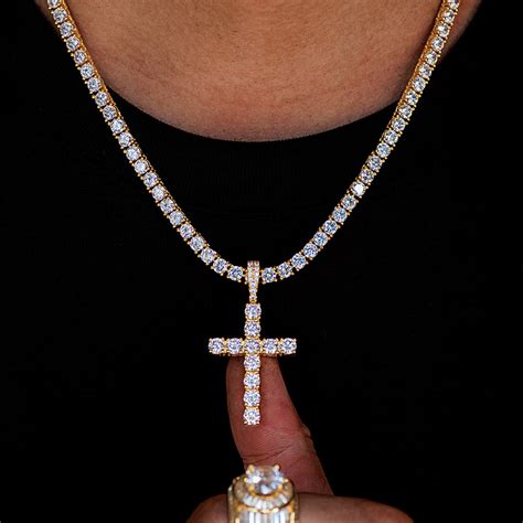 Iced Out Cross Pendant Chain Drmd Jewelry
