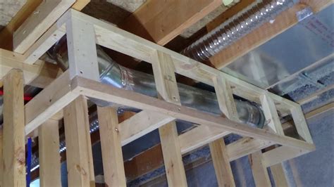 After building all the walls, you still need something to keep the rain out — a ceiling, in other words. How to Build a Soffit around Ductwork - YouTube