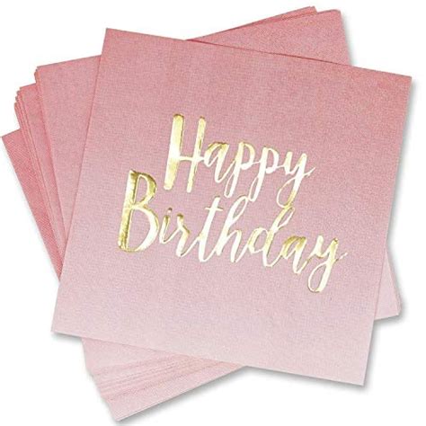 Count Happy Birthday Napkins Ply Pink Ombre Luncheon Napkin With