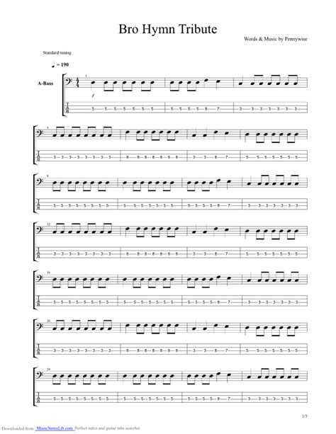 Bro Hymn Tribute Guitar Pro Tab By Pennywise