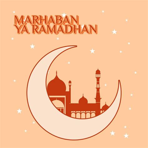 Marhaban Yaa Ramadan Poster With Moon And Mosque 954050 Vector Art At