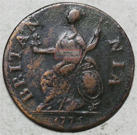 1775 George Iii Copper 12 Penny Non Regal Great Britain Coin 16032420r