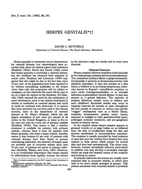 Herpes Genitalis Sexually Transmitted Infections