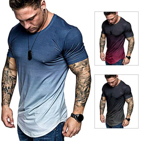 Mens Hot Summer Slim Fit Casual Short Sleeve Tops Muscle Gym Tee T