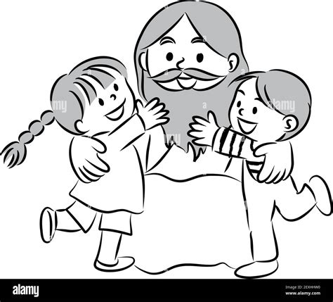 Cartoon Jesus Christ Hug Children Stock Vector Image And Art Alamy