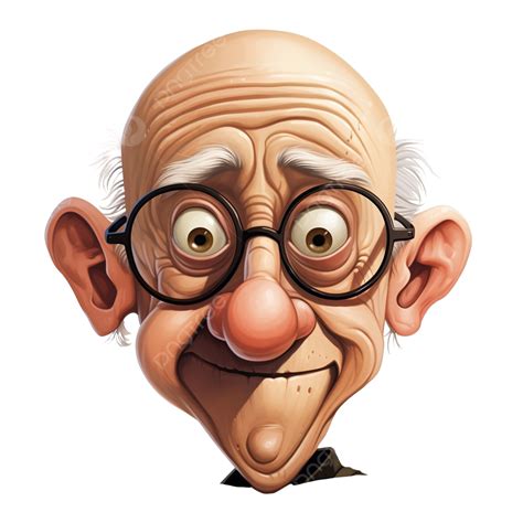Oldman Bald Surprised Face Cartoon Cute Icon Father Expression Png