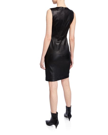 Theory Fitted Leather Cocktail Dress Neiman Marcus