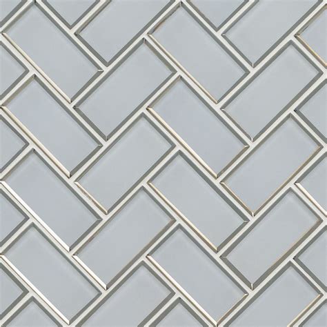 Glass Subway Tile Backsplash Herringbone Pattern Glass Designs
