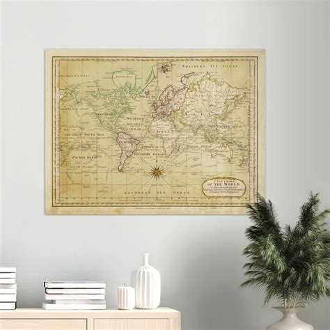 Ancient Vintage World Map Mercator S Projection By Samuel Etsy
