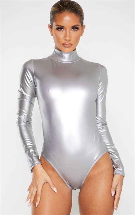 Silver Bodysuit Long Sleeve Cutsmoms
