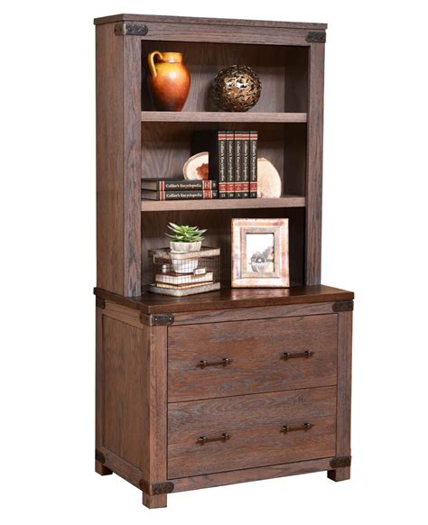 This lateral file cabinet is finished in a classy estate black finish and, it gets the job done and looks good doing it. Georgetown Lateral File Cabinet with Optional Hutch Top from