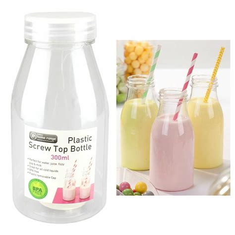 300ML PLASTIC MILK BOTTLE CANDY JAR CONTAINER WITH LID PARTY LOLLY