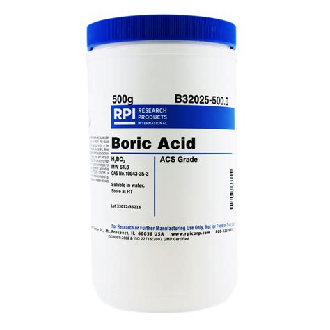 B32025 5000 Boric Acid Crystals Acs Grade 500 Grams