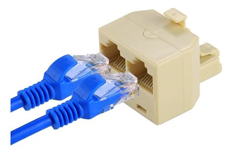 Rj45 Doble Puerto Ethernet Lan Adaptador Red Conector 66924 En