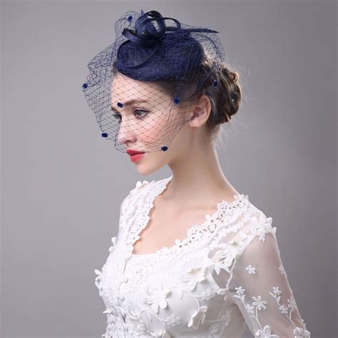 classic ladies wedding fascinator and dotted veil in 4 pretty colors headpiece hairstyles