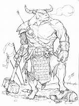 Minotaur Dunbar Max Deviantart Dragons Armor Character Warhammer Rpg Dungeons Coloring Dragon Draw Cthulhu Call Dnd Clothing Horror Player Fantasy sketch template