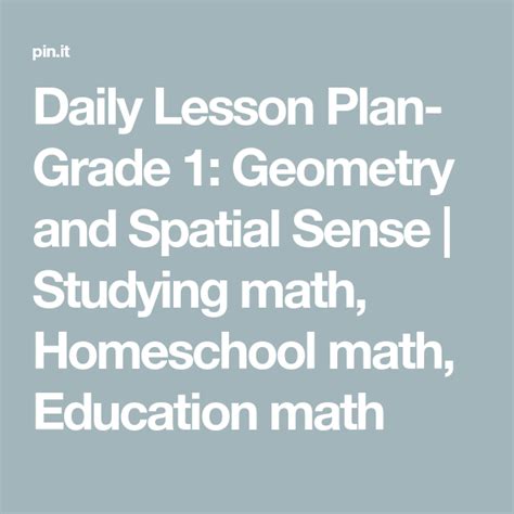 Daily Lesson Plan Grade 1 Geometry And Spatial Sense Studying Math